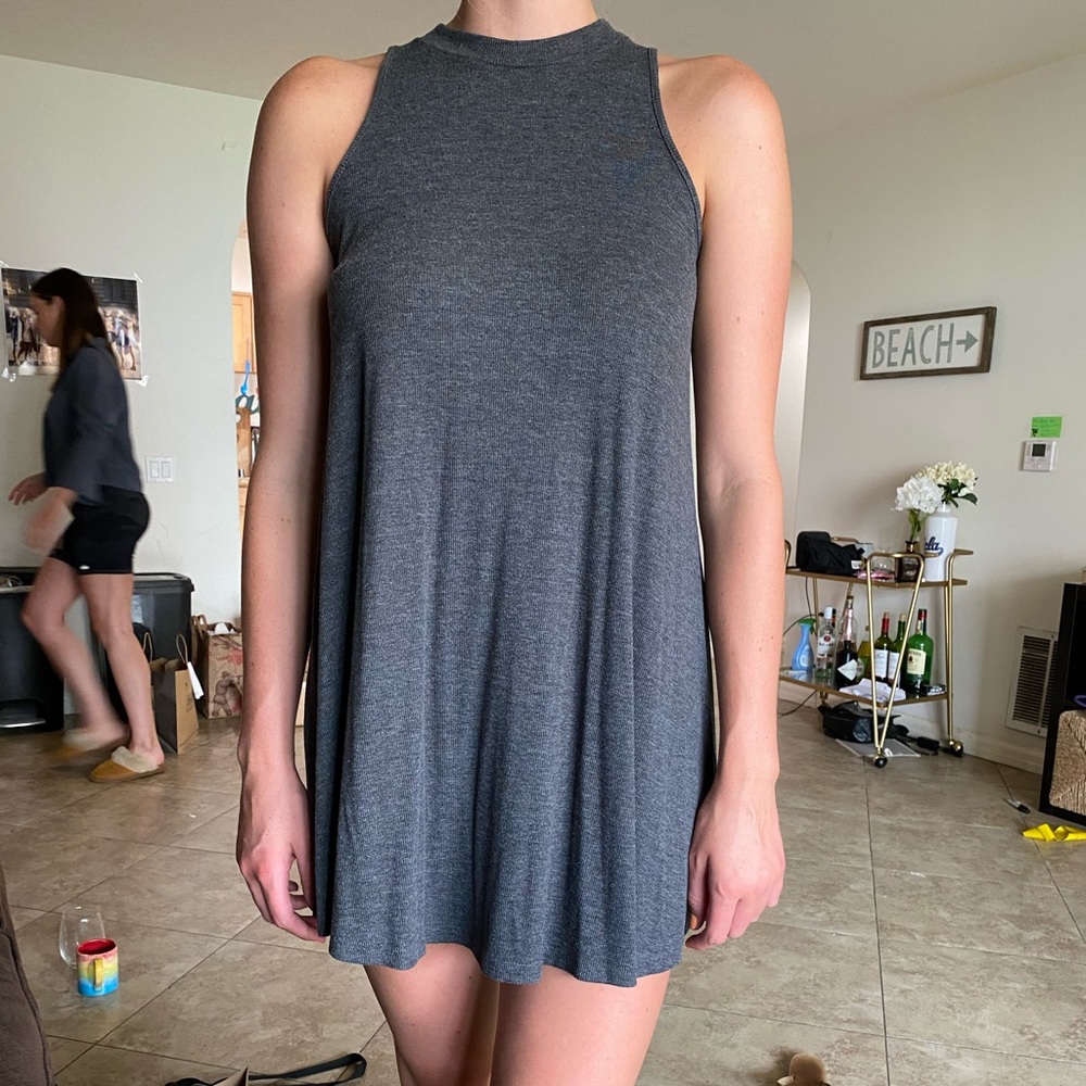 Gray high neck dress